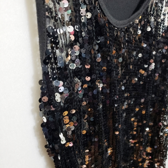 Sequin Semi Sheer Front* Tank Top *Sz L* - Picture 6 of 7